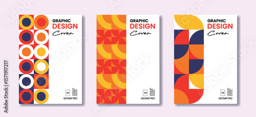 Modern annual report and cover design template with abstract geometric shapes