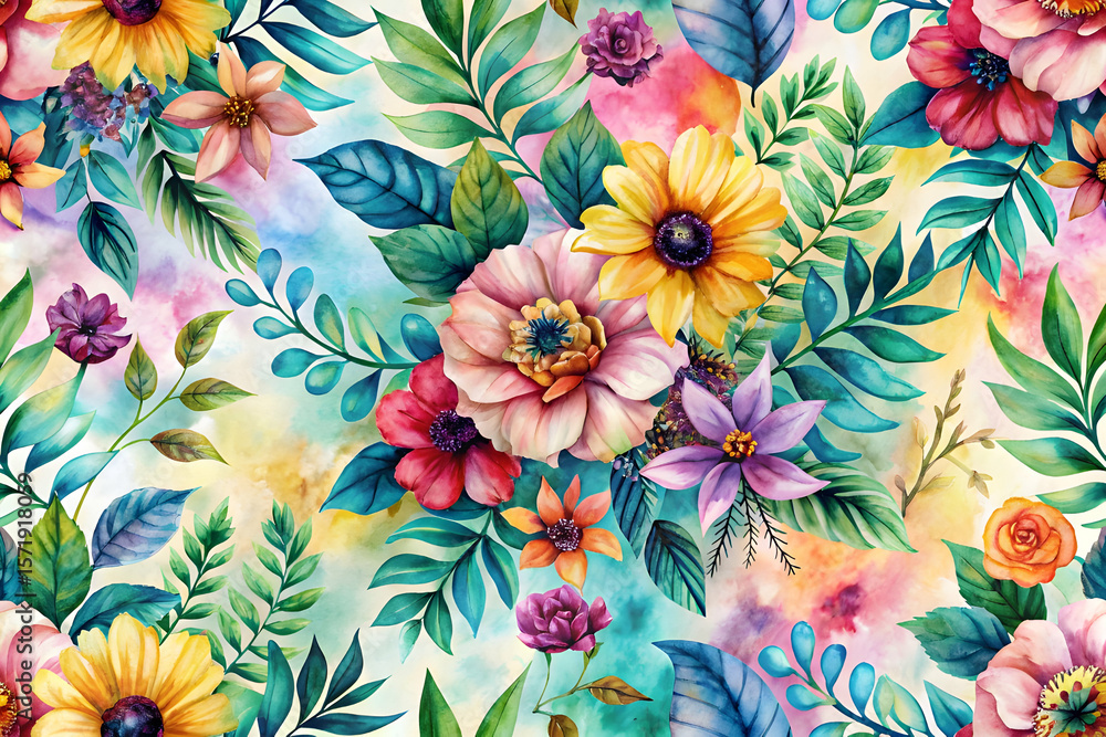 Fototapeta premium seamless pattern with flowers