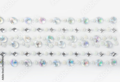 Decorative iridescent stickers with crystalline and shell texture. Decals for manicure, handcrafting or patchwork.