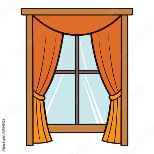 A charming wooden window frame with soft curtains gently draping, inviting warm sunlight and cozy vibes into any room, blending rustic charm with homey comfort.
