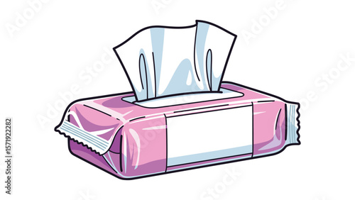 Pink Wipes Package Illustration for Hygiene Products and Baby Care Needs vector