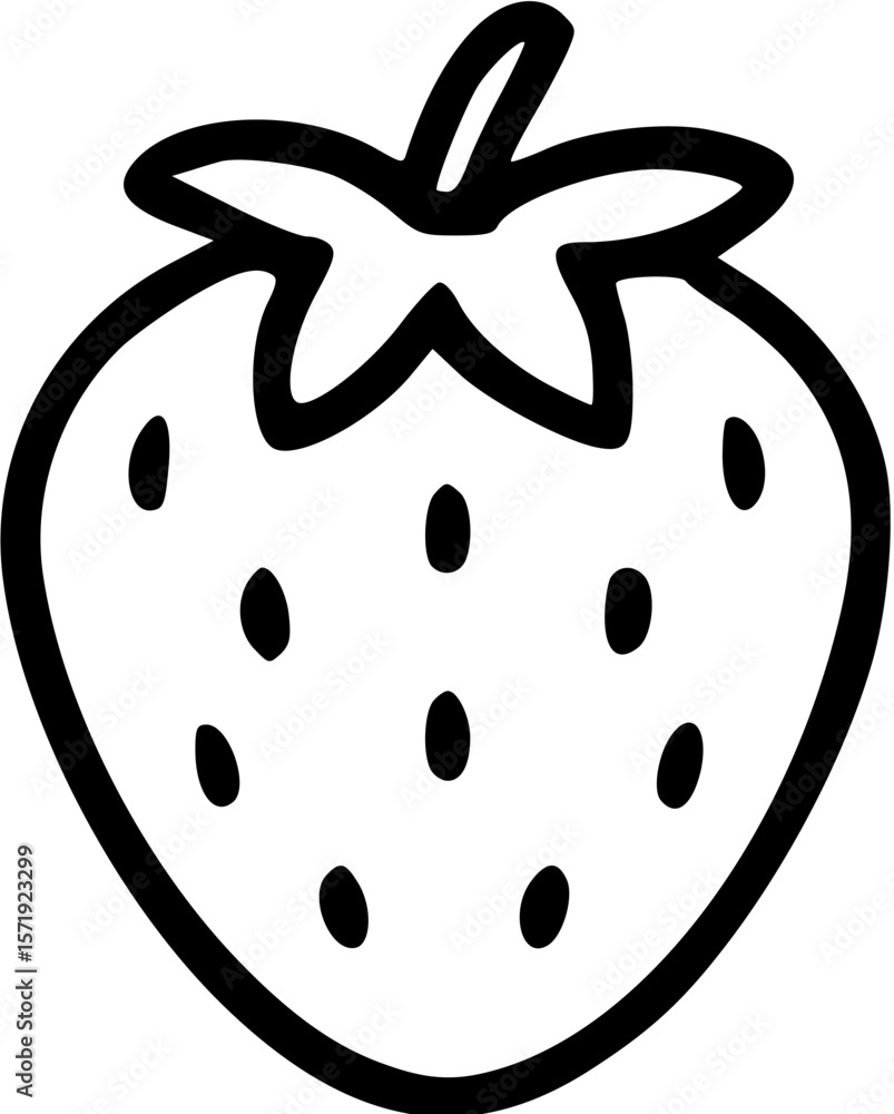 Obraz premium Simple Line Art Illustration of a Strawberry