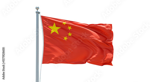 Chinese national flag waving in the wind patriotic symbol of asia and east asia country nation pride