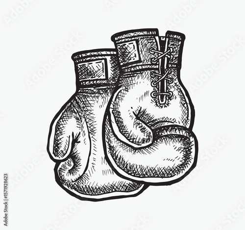 Sketch of Boxing gloves sign, vector Boxing gloves, Boxing gloves picture