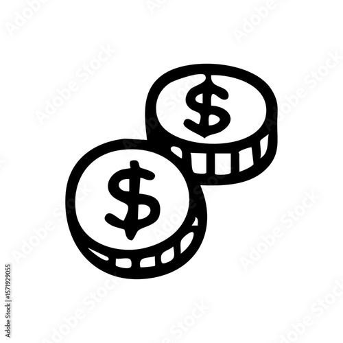 コイン　線画　手書き