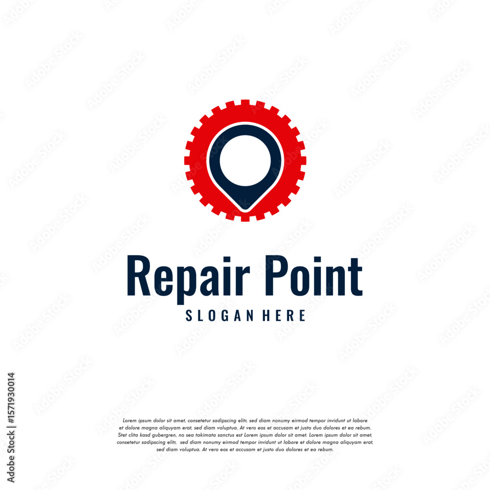 Fototapeta premium Repair Point logo designs concept vector, Gear Pin logo template
