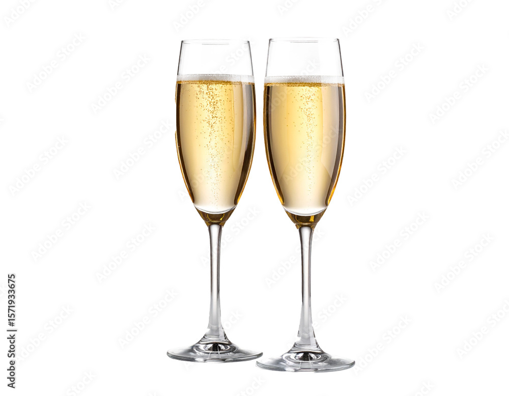 Two glasses of champagne isolated on transparent background. Two glasses of champagne isolated on transparent background.