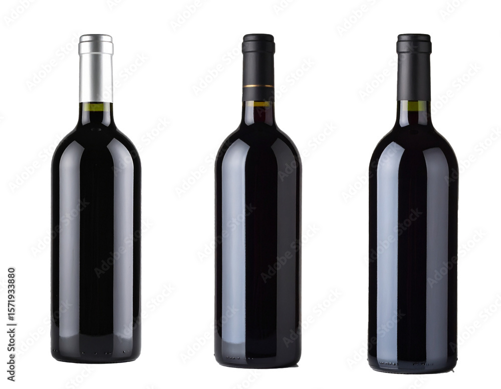 Set of red wine bottle isolated isolated on transparent background Set of red wine bottle isolated isolated on transparent background