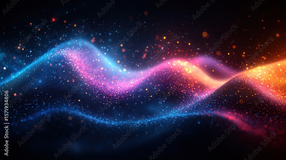 Fototapeta premium Abstract, vibrant waves of glowing particles