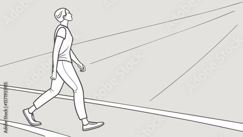 Woman walking forward with determination on a path towards the future
