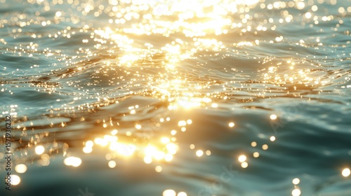 Sunlit water surface, sparkling gold