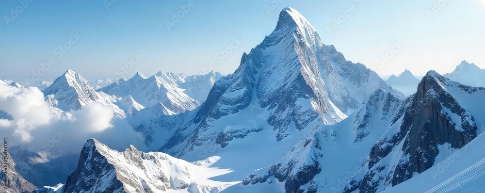 custom made wallpaper toronto digitalA perilous, snow-covered mountain peak looms, threatening avalanche and icy crevasses The sheer drop-off and challenging terrain highlight the inherent risks of mountaineering , altitude, gear, fall