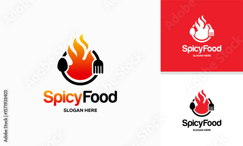 Spicy Food Logo template vector, Hot Food Fire logo designs template