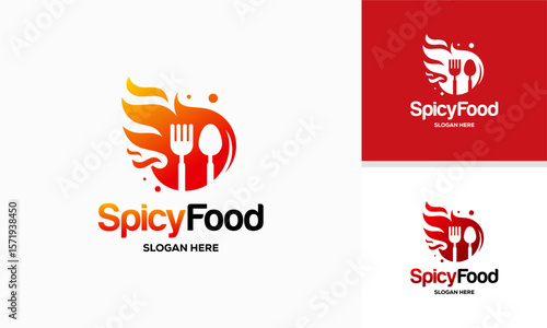 Spicy Food Logo template vector, Hot Food Fire logo designs template