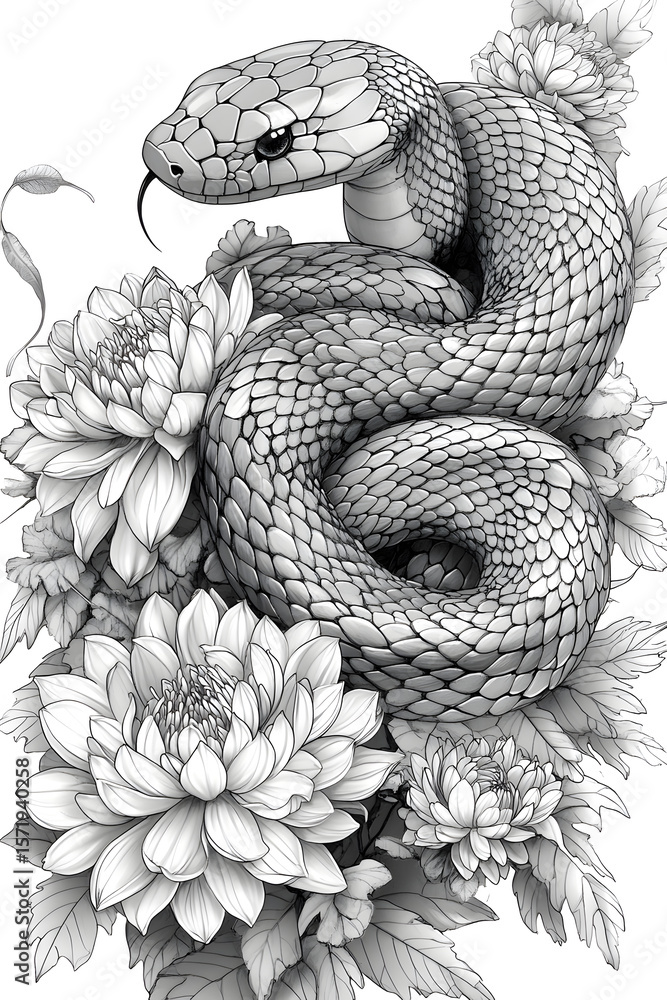 Fototapeta premium hand drawn vector illustration of a snake