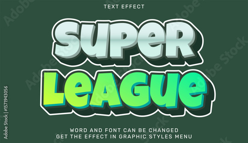 Super league text effect in 3d design