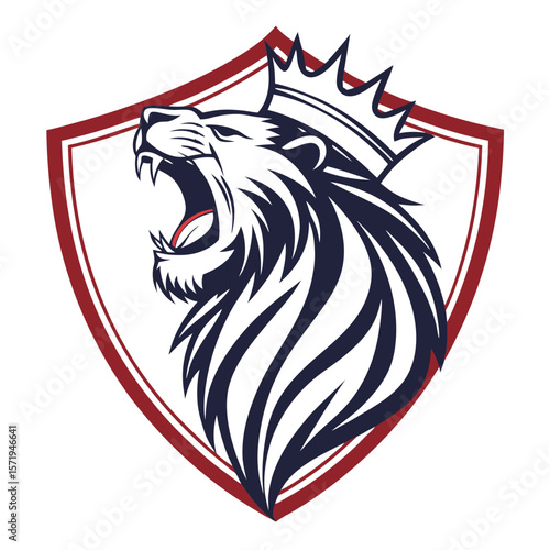 Wallpaper Mural Stylized roaring lion wearing a crown inside a shield emblem Torontodigital.ca