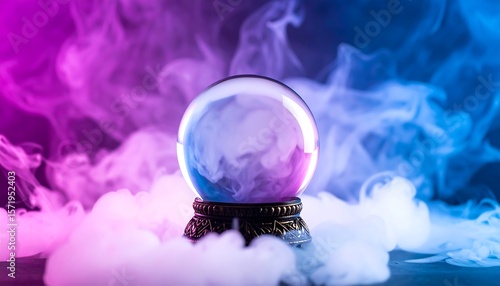Crystal ball in smoke, vibrant colors (1)