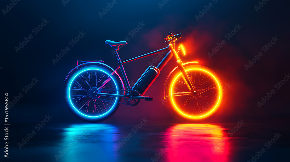 Fototapeta premium A bike with neon lights on it