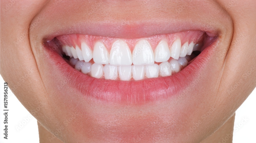 Fototapeta premium A close-up of bright, healthy white teeth with a clean and radiant smile.