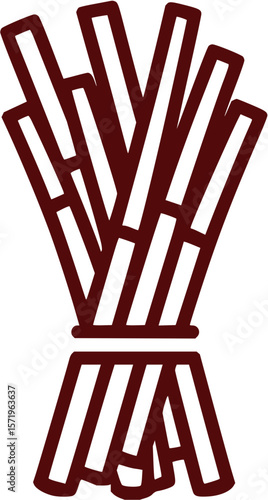 Illustration of a bundle of sticks tied together with a brown outline on a white background view