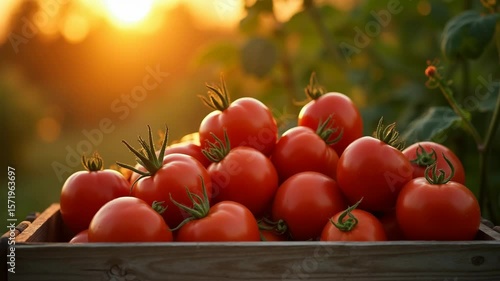 Fresh cherry tomatoes in garden sunlight
