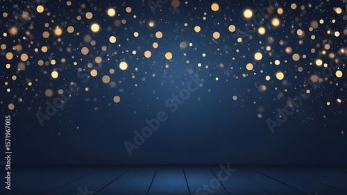 Bokeh lights over a navy background with subtle sparkle effects — great for event planning, finance, or holiday-themed business decks