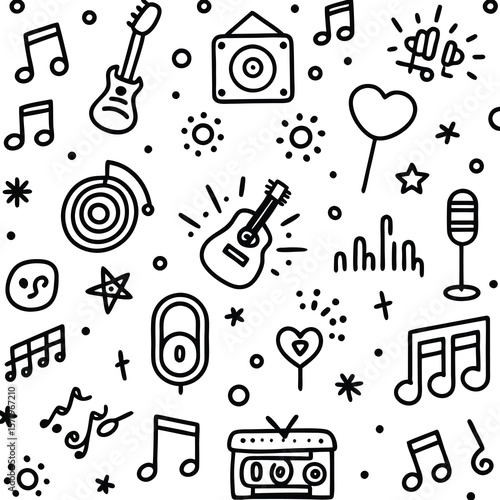 Music and Entertainment Doodle Pattern