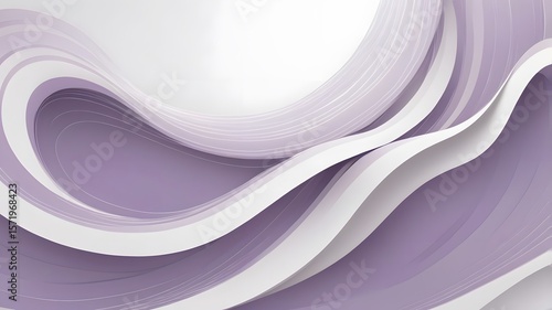 Light abstract waves or rings in lavender and silver over white — premium design, soft and inviting