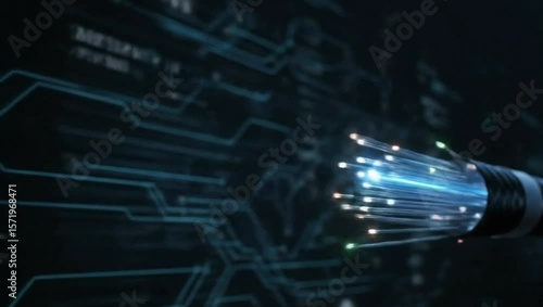 Fiber optic cables transmitting data across a network, representing the digital age.