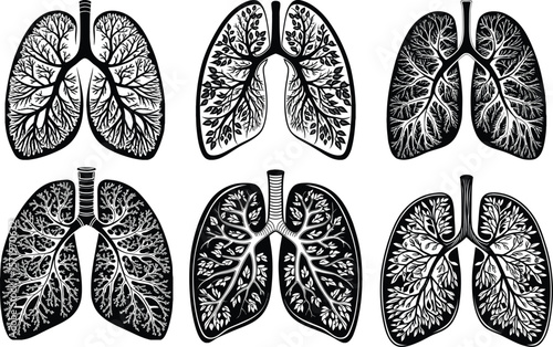 human lungs damaged, human lungs, lung-silhouette, Day of World Lung Cancer, lungs tree flower