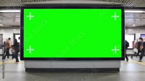 Large Green Screen Billboard in Subway Station