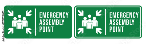 Emergency assembly point sign. Assembly point sign symbol vector illustration isolated on white background.  