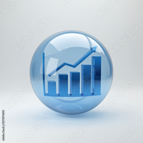 Growth Chart Icon Upward Trend, Progress, Success, Statistics, Data Visualization