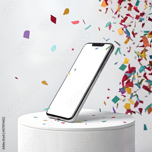 mobile phone in confetti mockup