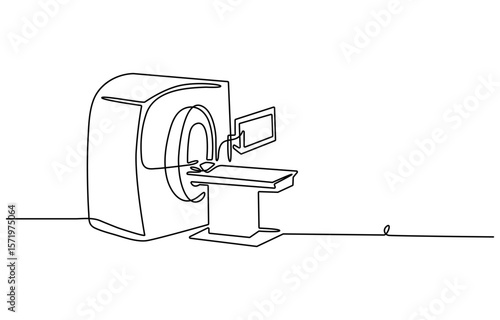 MRI machine. One line, CT Scanner continuous one line drawing minimalism design, Ct Scanner continuous one line drawing