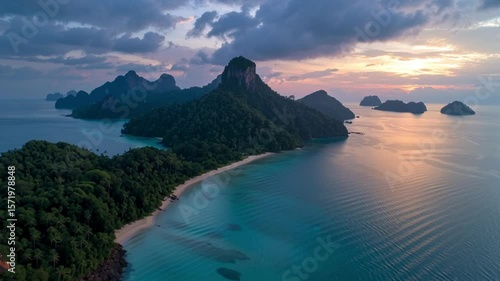 Wallpaper Mural Aerial View of Tropical Islands at Sunset Torontodigital.ca