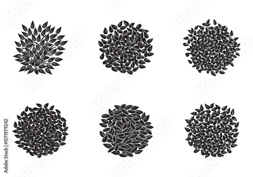 set of flaxseeds icon silhouette vector illustration vector illustration