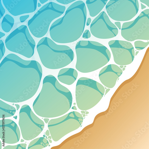 波打ち際のイメージ背景、水面、海、浜辺、正方形サイズ