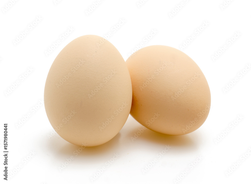 Raw Chicken Eggs on Pure White Background - Food Photography Raw Chicken Eggs on Pure White Background - Food Photography