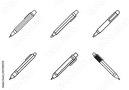 set of pen icon line art vector illustration