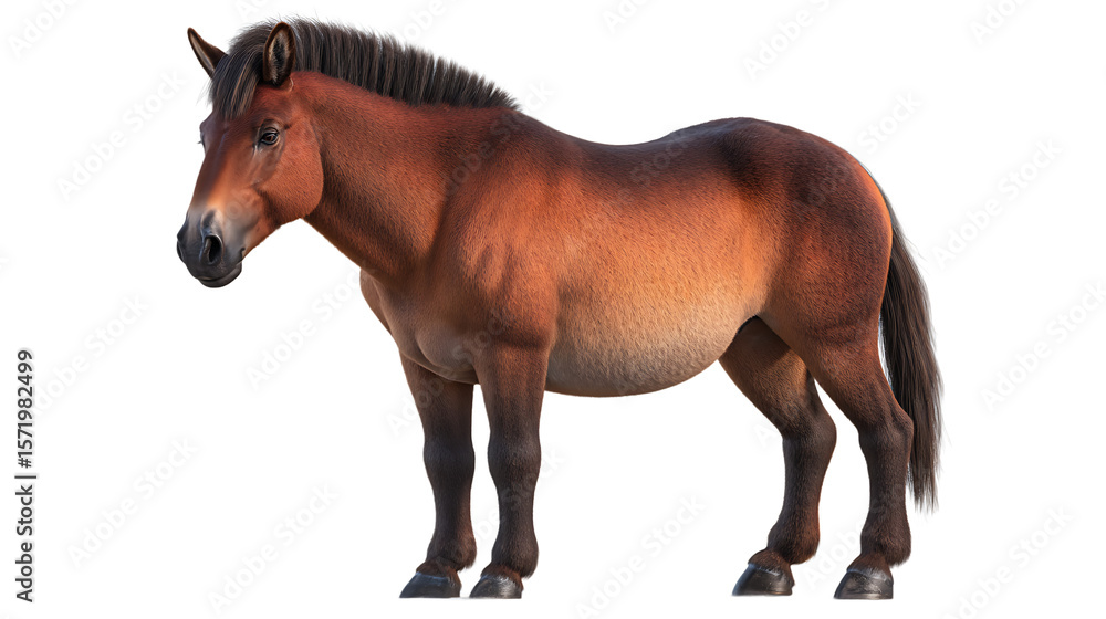 Obraz premium Brown Spotted Horse With Thick Coat On Transparent Background