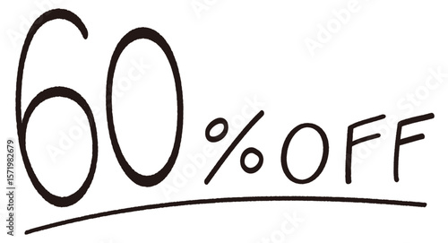 手描きの60%OFFの文字のイラスト