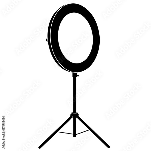 Black and white ring light studio photography equipment tripod minimalist design