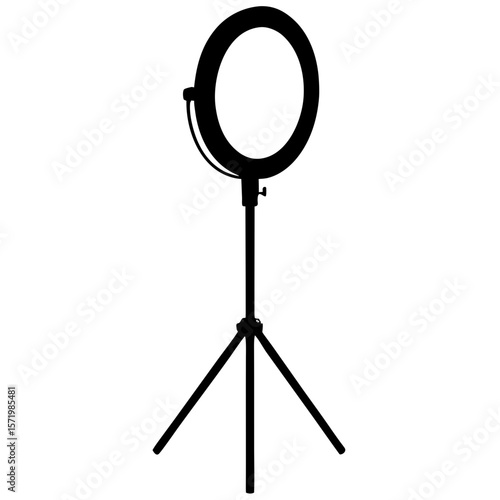 Professional Ring Light Studio Photography Equipment Tripod Black Silhouette Minimalist Design