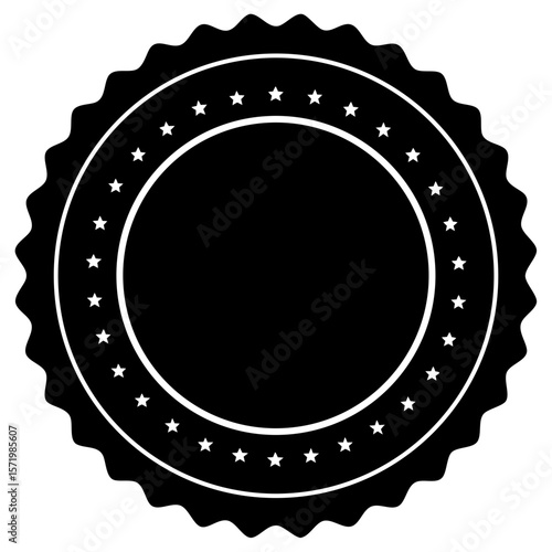 Black and white circular badge design element award seal starburst graphic