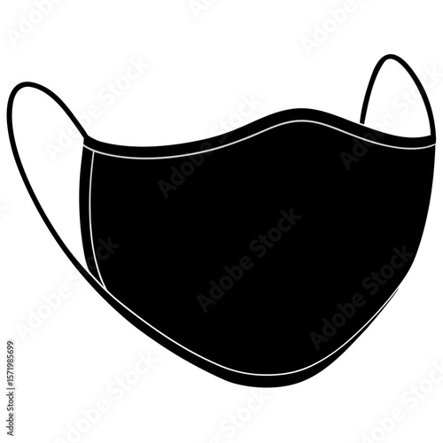 Black Protective Face Mask Simple Minimalist Design Medical Safety Graphic