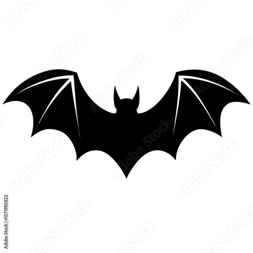 Black bat silhouette Halloween graphic spooky vector illustration nocturnal creature design element