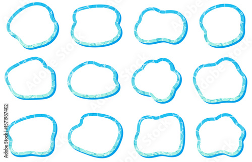 水面デザインの曲線フレームのセット、夏、プール、海