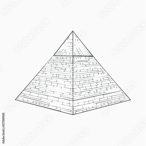 Hand-drawn sketch of an Egyptian pyramid, showing detailed layers.